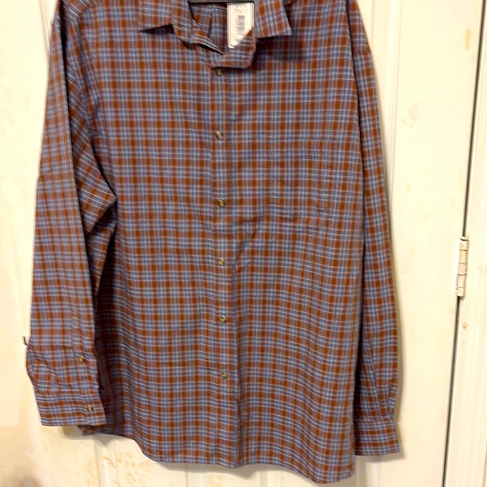RownMen's Casual Plaid Button-Down Shirt in Brown and Blue